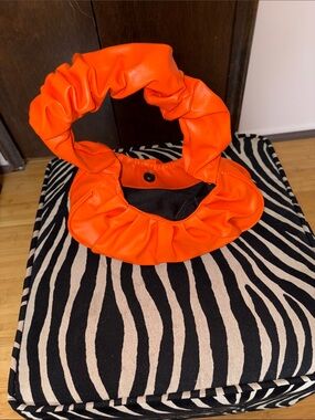 Source Unknown Bright Orange Ruched Handle Women's Bag